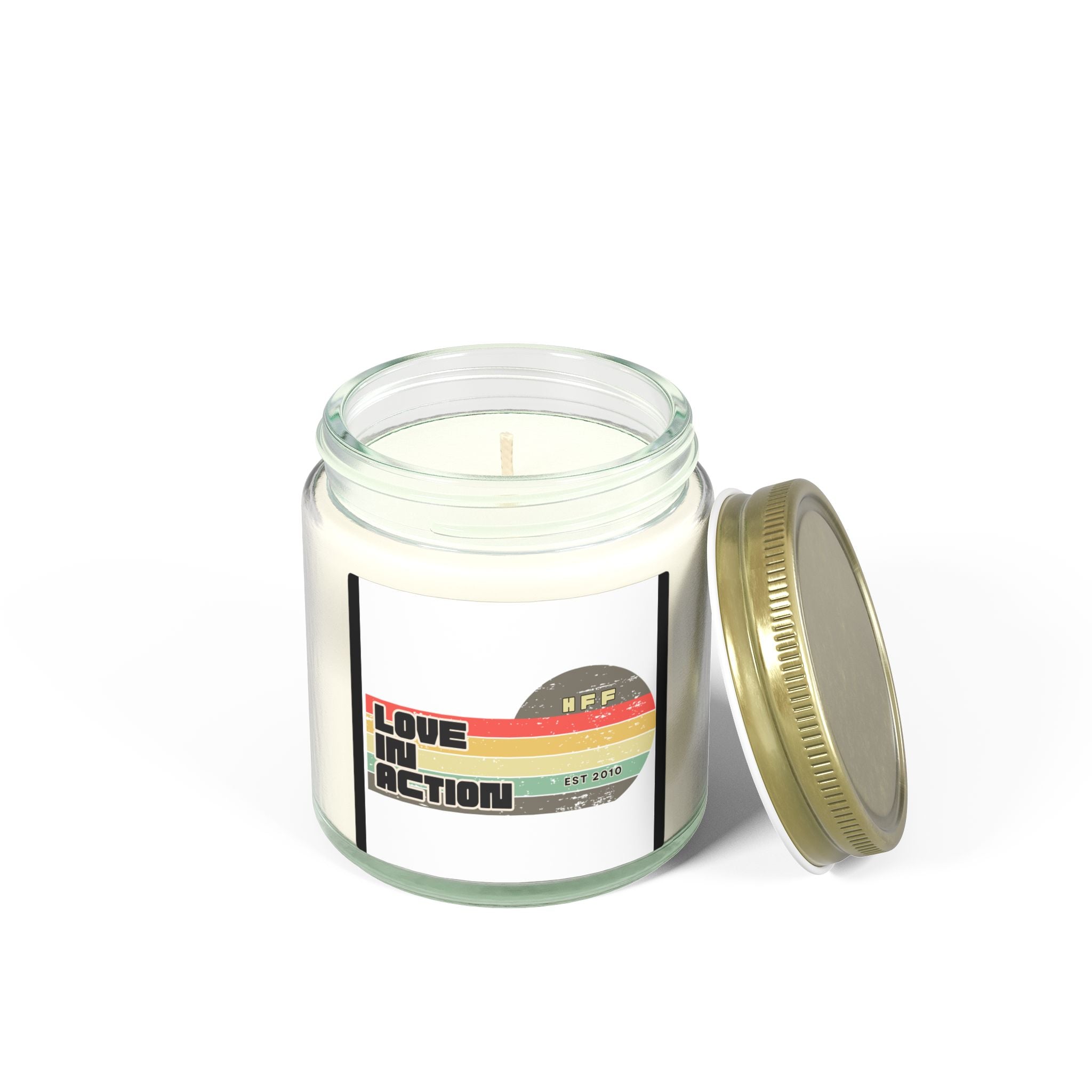 Coconut Apricot Scented Candle — 'Love in Action' Retro Jar (4oz & 9oz)