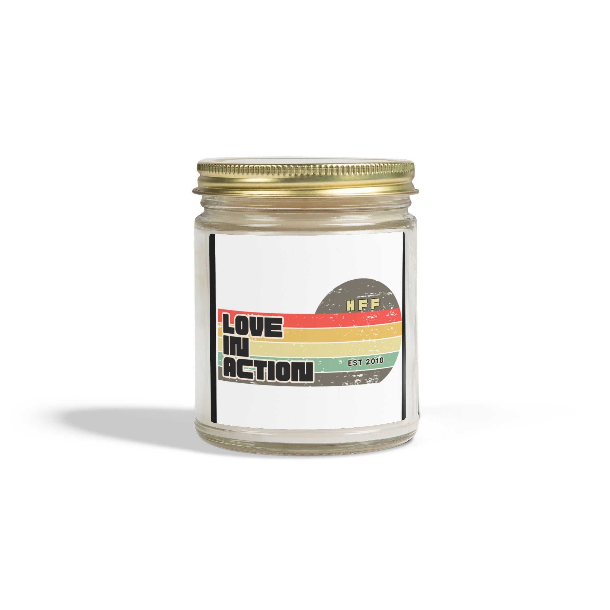 Coconut Apricot Scented Candle — 'Love in Action' Retro Jar (4oz & 9oz)