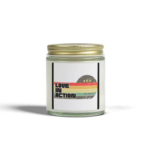 Coconut Apricot Scented Candle — 'Love in Action' Retro Jar (4oz & 9oz)