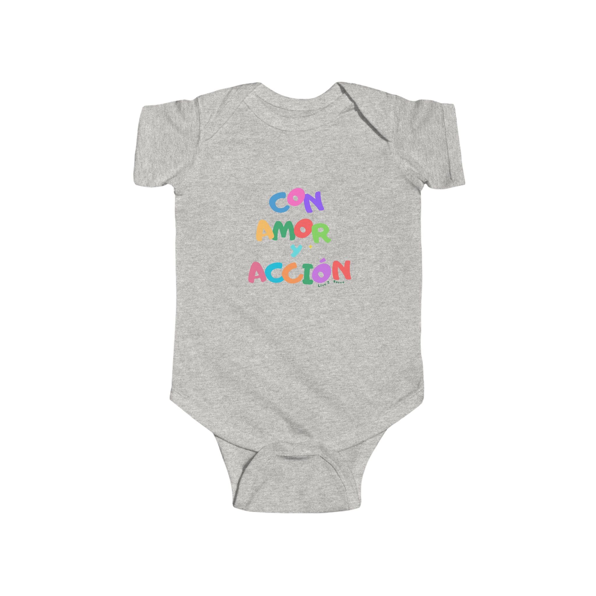 Con Amor Acción baby bodysuit | Spanish positive phrase infant onesie