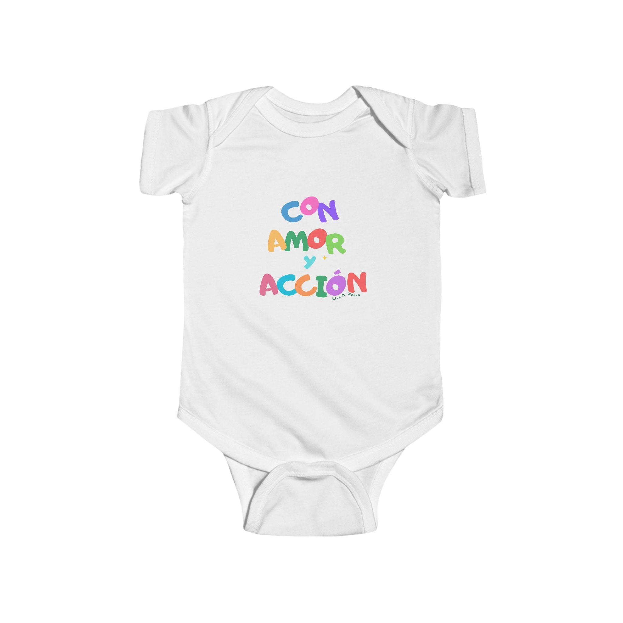 Con Amor Acción baby bodysuit | Spanish positive phrase infant onesie