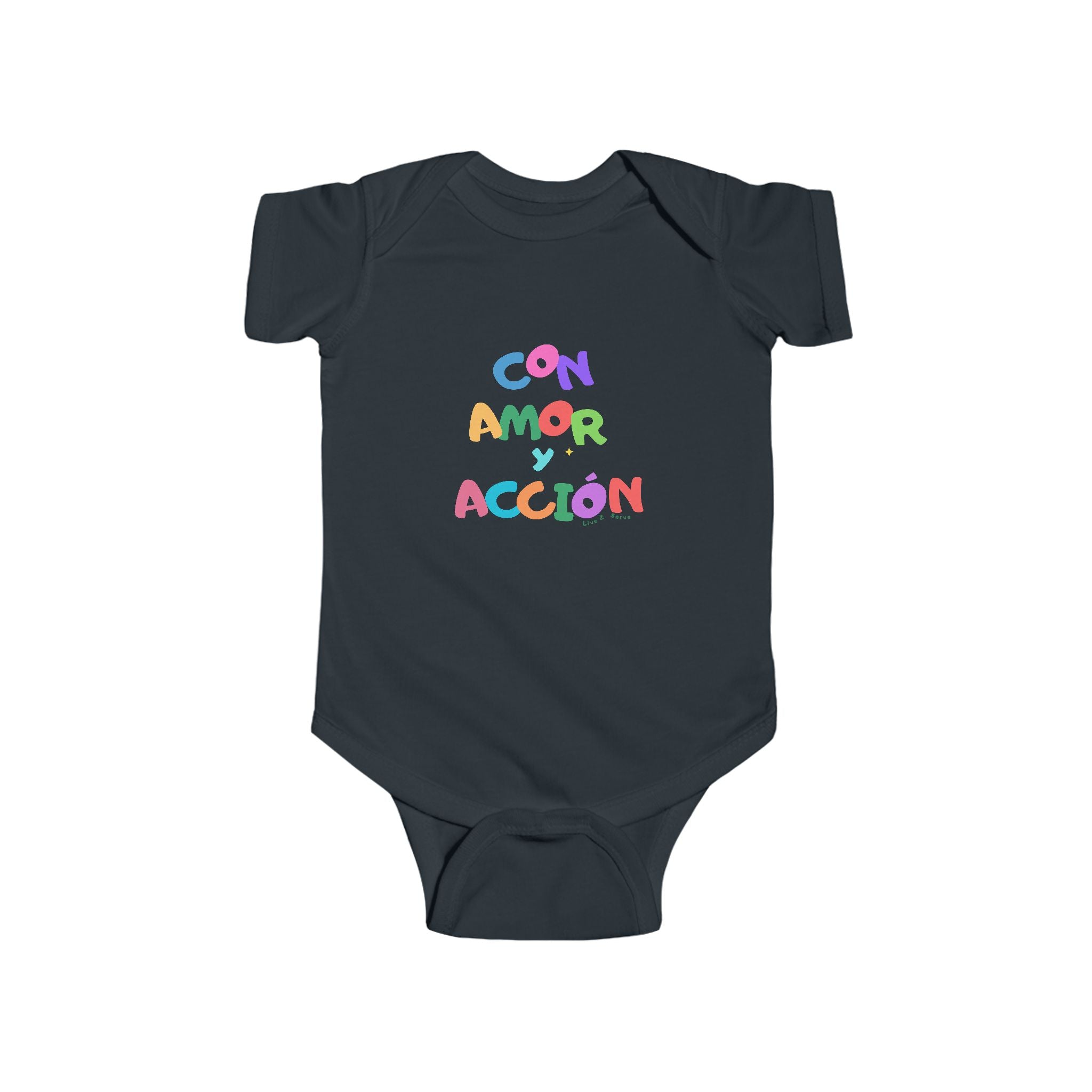 Con Amor Acción baby bodysuit | Spanish positive phrase infant onesie