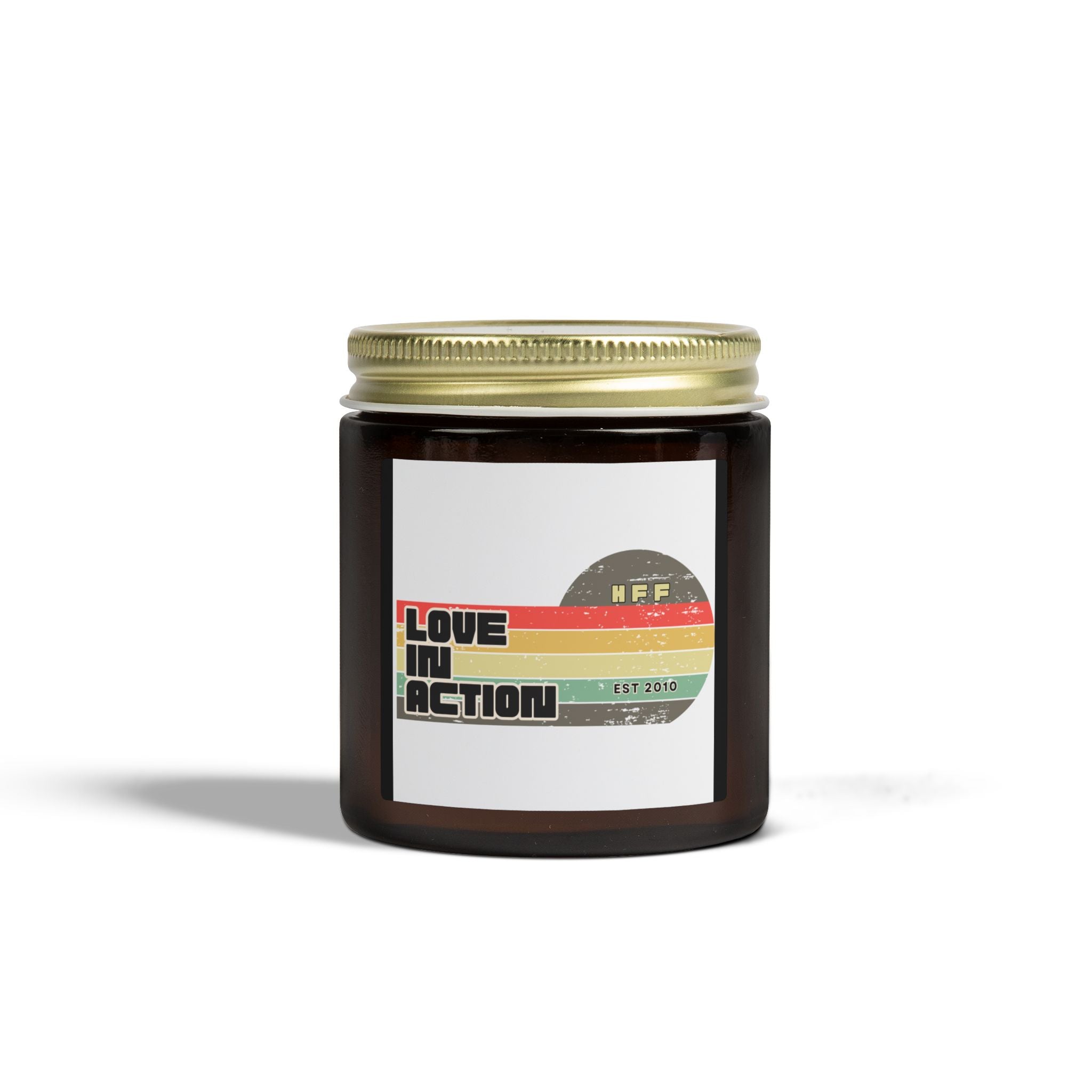 Coconut Apricot Scented Candle — 'Love in Action' Retro Jar (4oz & 9oz)