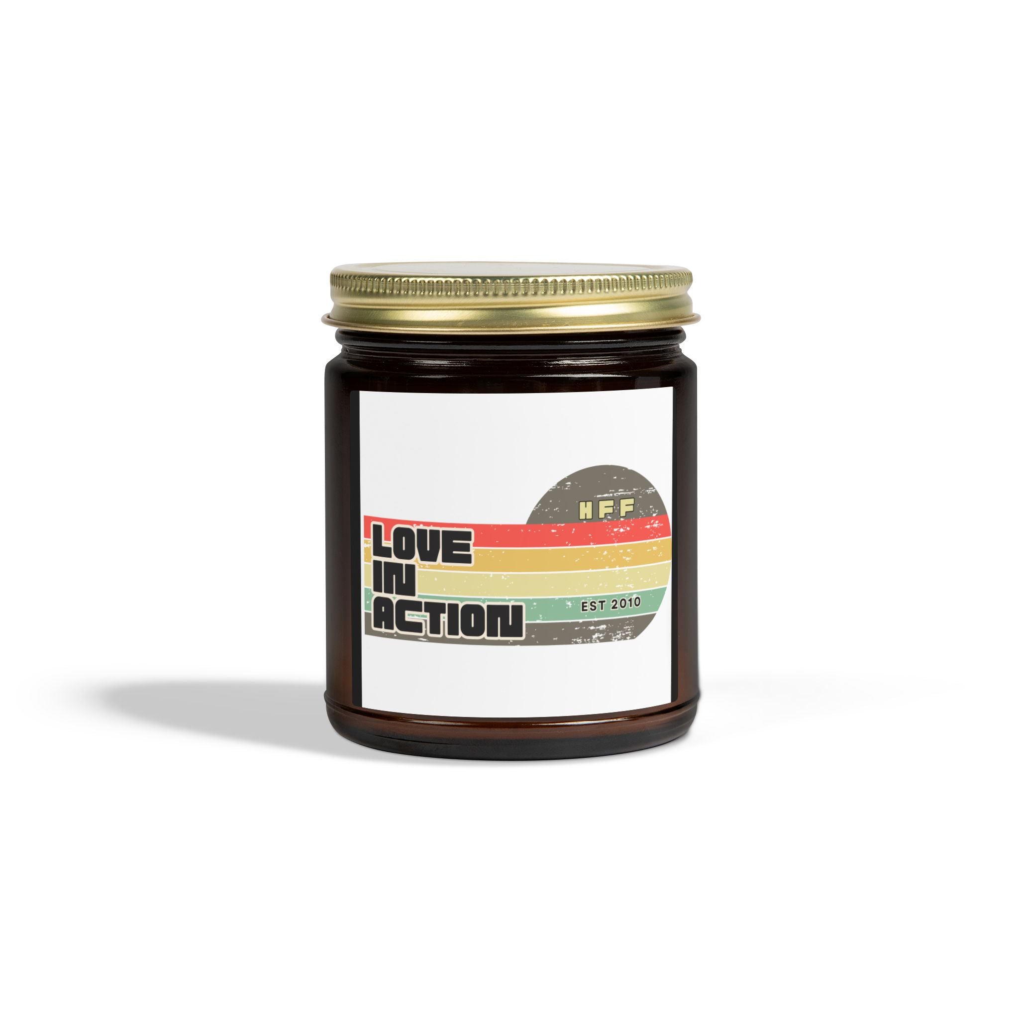 Coconut Apricot Scented Candle — 'Love in Action' Retro Jar (4oz & 9oz)