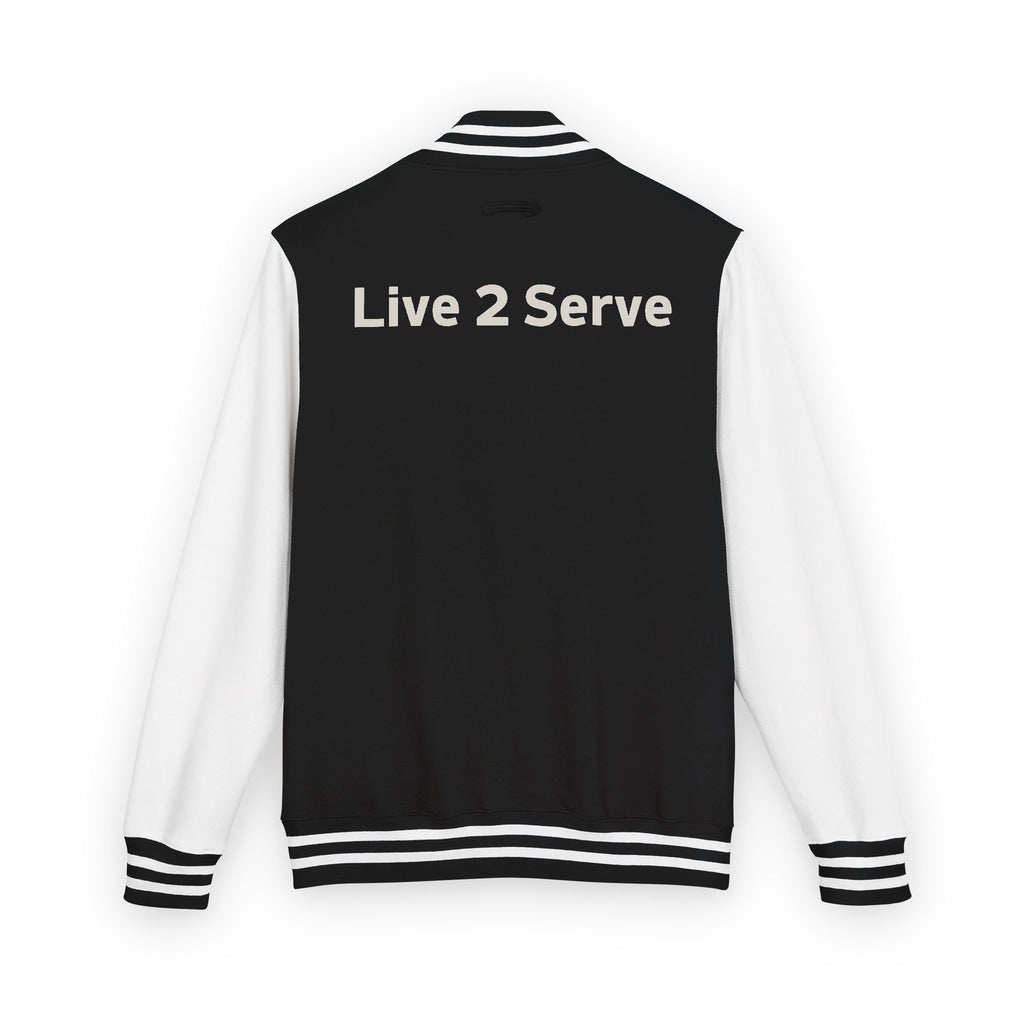 Letterman Jacket — Live 2 Serve Varsity Jacket with Pastel Floral Logo