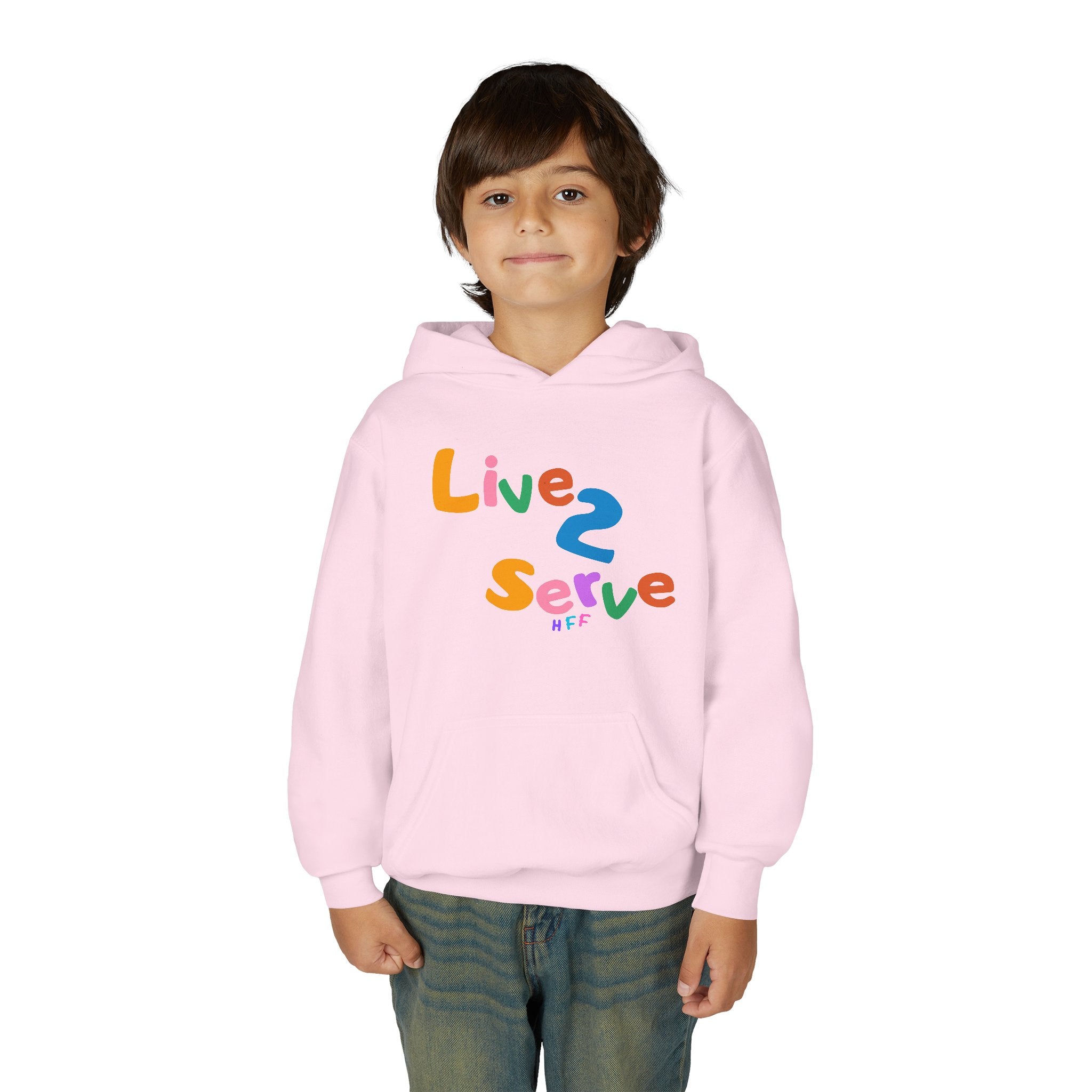 Live 2 Serve colorful text Hoodie | Youth hooded sweatshirt