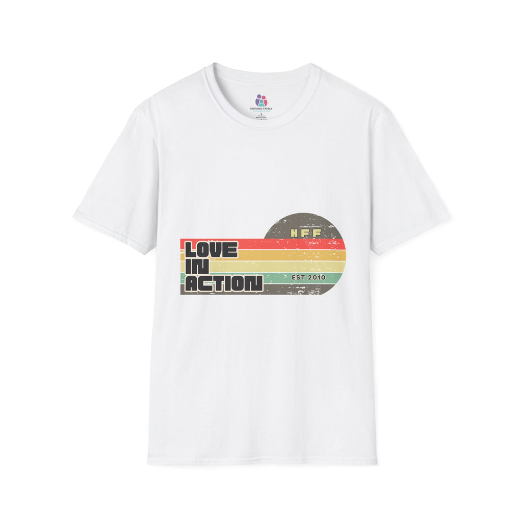 Love In Action retro stripes T-Shirt | Vintage Rainbow Peace Tee